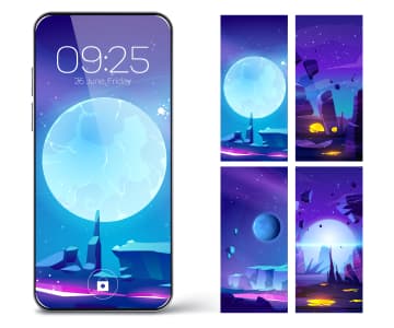 Design of screens of a mobile phone